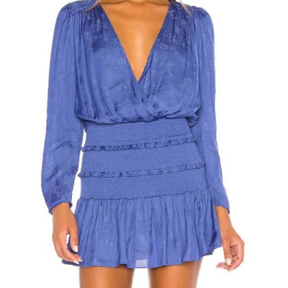 ultramarine blue dress Caroline Constas Palmer Ultramarine Off Shoulder Puff Sleeve Gown